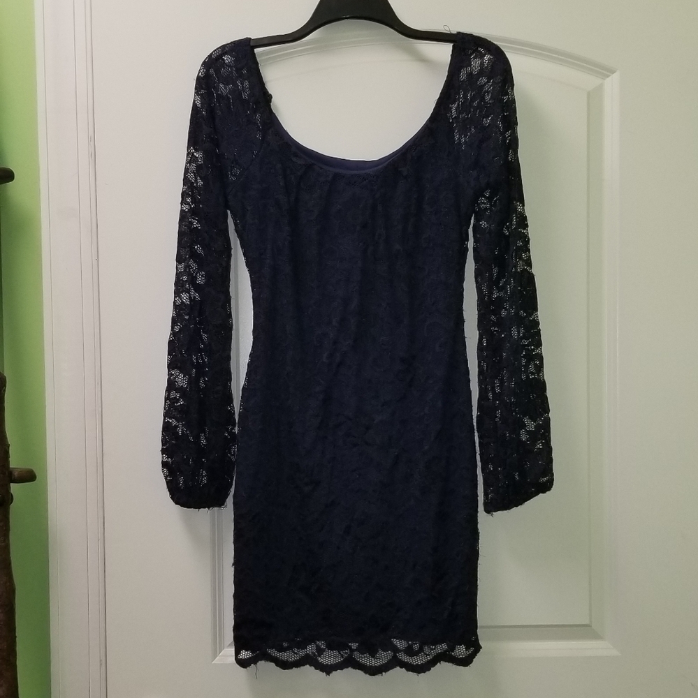 Navy Blue lace bodycon dress